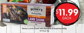 Spudshed Benny's Lamb Shank with Red Wine & Rosemary 600g offer