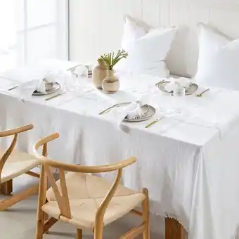 Pillow Talk Ashra Fringed White Table Linen Range by M.U.S.E offer