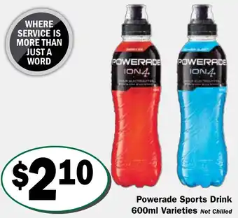 Friendly Grocer Powerade Sports Drink 600ml Varieties offer