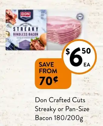 Foodworks Don Crafted Cuts Streaky or Pan-Size Bacon 180/200g offer