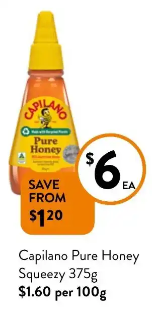Foodworks Capilano Pure Honey Squeezy 375g offer