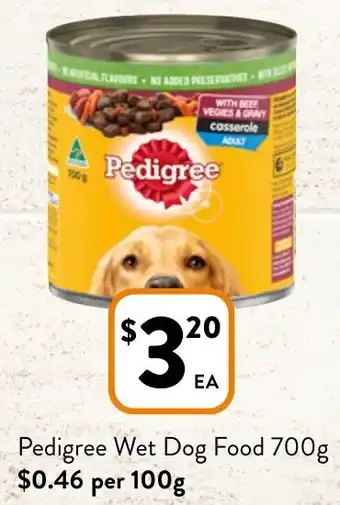 Foodworks Pedigree Wet Dog Food 700g offer