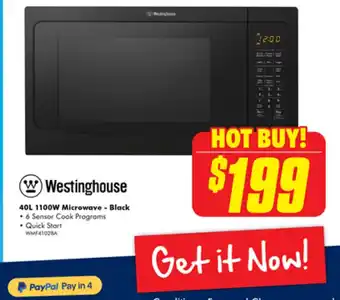 The Good Guys Westinghouse 40L 1100W Microwave - Black offer