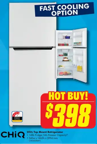 The Good Guys 202L Top Mount Refrigerator offer