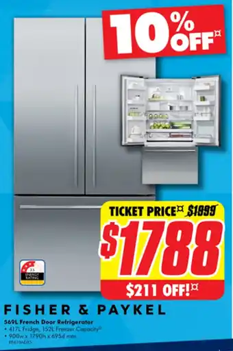 The Good Guys 569L French Door Refrigerator offer