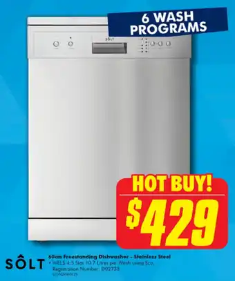 The Good Guys SÕLT 60cm Freestanding Dishwasher - Stainless Steel offer