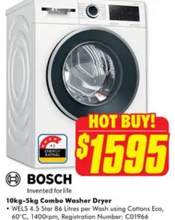 The Good Guys BOSCH 10kg-5kg Combo Washer Dryer offer