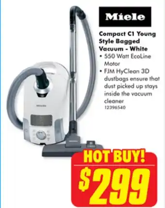 The Good Guys Compact C1 Young Style Bagged Vacuum - White offer