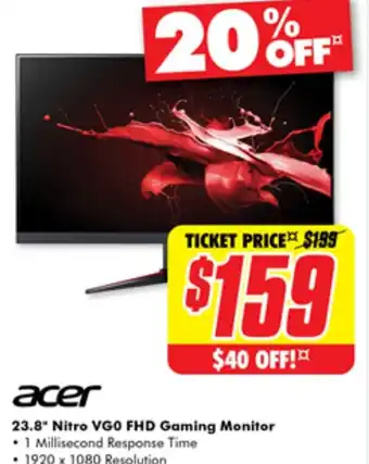 The Good Guys 23.8" Nitro VGO FHD Gaming Monitor offer