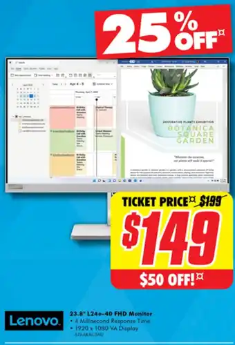 The Good Guys Lenovo 23.8" L24e-40 FHD Monitor offer