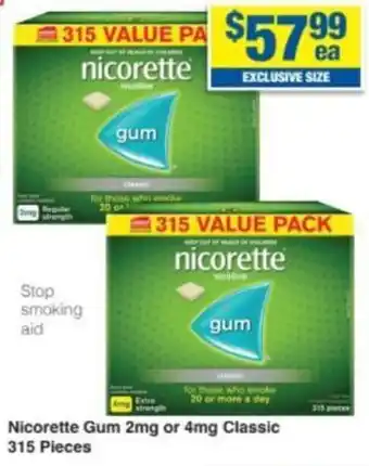Nicorette Gum 2mg or 4mg Classic 315 Pieces