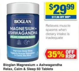 My Chemist Bioglan Magnesium + Ashwagandha Relax, Calm & Sleep 60 Tablets offer
