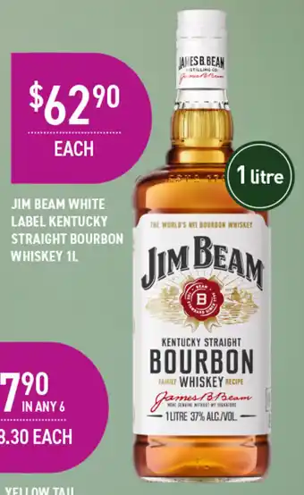 Dan Murphy's JIM BEAM WHITE LABEL KENTUCKY STRAIGHT BOURBON WHISKEY 1L offer