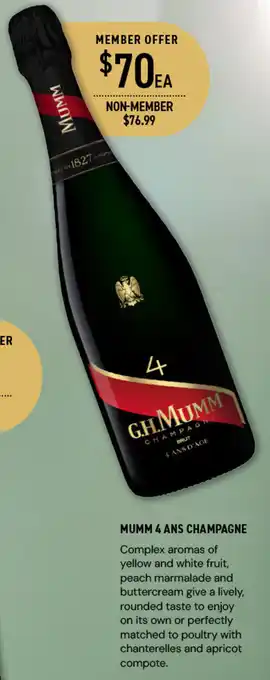 Dan Murphy's MUMM 4 ANS CHAMPAGNE offer