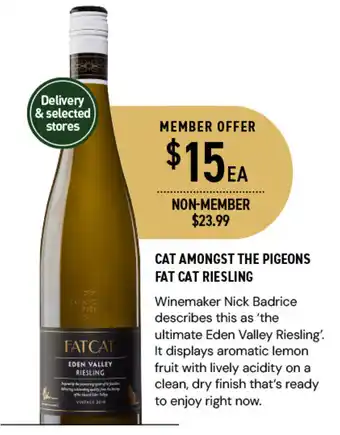 Dan Murphy's CAT AMONGST THE PIGEONS FAT CAT RIESLING offer