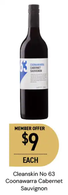 Dan Murphy's Cleanskin No 63 Coonawarra Cabernet Sauvignon offer