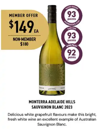 MONTERRA ADELAIDE HILLS SAUVIGNON BLANC 2023