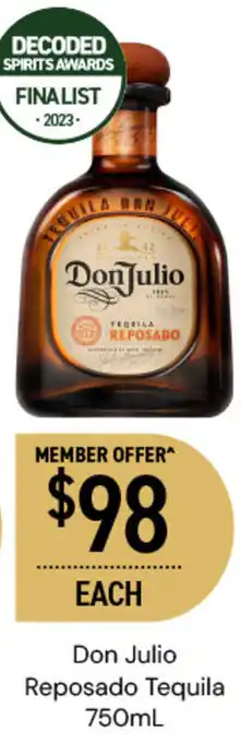 Dan Murphy's Don Julio Reposado Tequila 750mL offer