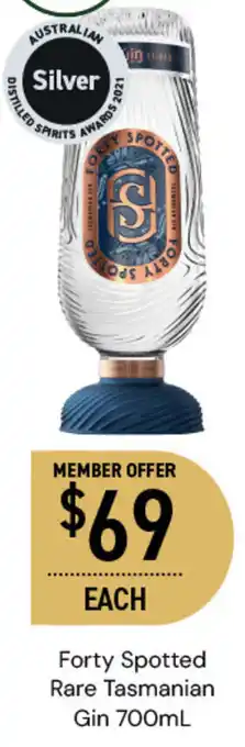 Forty Spotted Rare Tasmanian Gin 700mL