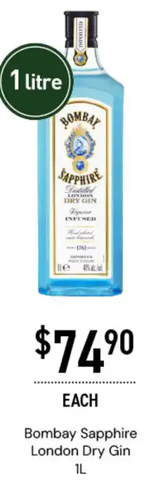 Dan Murphy's Bombay Sapphire London Dry Gin 1L offer