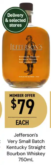 Dan Murphy's Jefferson's Very Small Batch Kentucky Straight Bourbon Whiskey 750mL offer