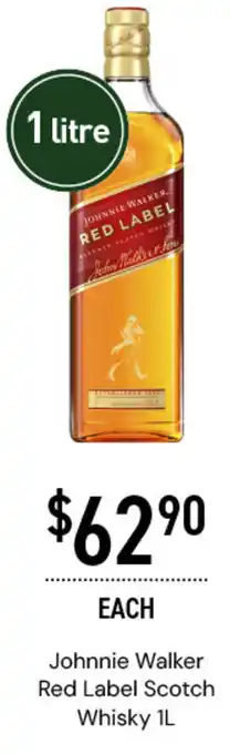 Dan Murphy's Johnnie Walker Red Label Scotch Whisky 1L offer
