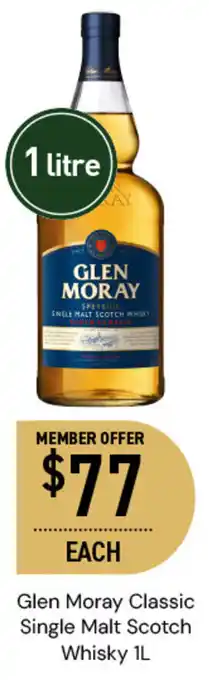 Dan Murphy's Glen Moray Classic Single Malt Scotch Whisky 1L offer