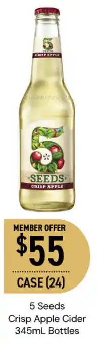 5 Seeds Crisp Apple Cider 345mL Bottles