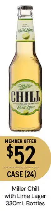Dan Murphy's Miller Chill with Lime Lager 330mL Bottles offer