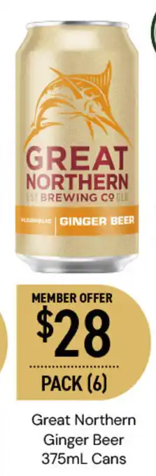 Dan Murphy's Great Northern Ginger Beer 375mL Cans offer
