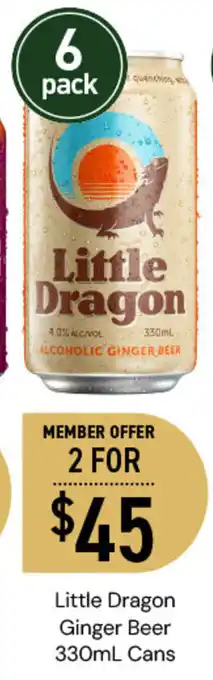 Little Dragon Ginger Beer 330mL Cans