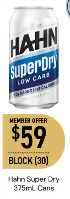 Dan Murphy's Hahn Super Dry 375mL Cans offer
