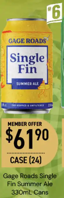 Dan Murphy's Gage Roads Single Fin Summer Ale 330mL Cans offer