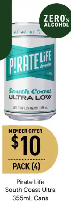 Dan Murphy's Pirate Life South Coast Ultra 355mL Cans offer