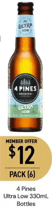 Dan Murphy's 4 Pines Ultra Low 330mL Bottles offer