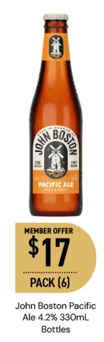 Dan Murphy's John Boston Pacific Ale 4.2% 330mL Bottles offer