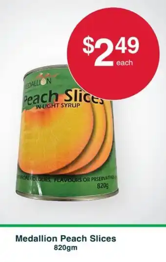 Medallion Peach Slices 820gm