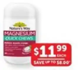 WHOLELIFE catalogue Nature's Way Magnesium Quick Chews 30 Chewable Tablets offer