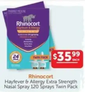 Rhinocort Hayfever & Allergy Extra Strength Nasal Spray 120 Sprays Twin Pack