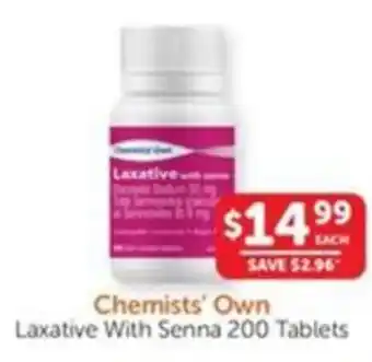 WHOLELIFE catalogue Chemists' Own Laxative With Senna 200 Tablets offer