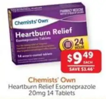 WHOLELIFE catalogue Chemists' Own Heartburn Relief Esomeprazole 20mg 14 Tablets offer
