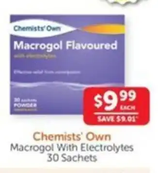 WHOLELIFE catalogue Chemists' Own Macrogol With Electrolytes 30 Sachets offer