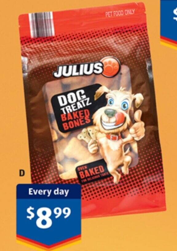 Julius Dog Treatz Baked Bones 1.5kg offer at ALDI