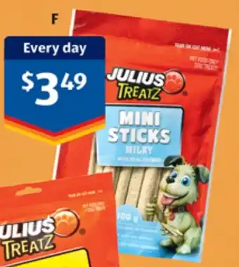 ALDI Julius Dog Treatz Mini Sticks 100g offer
