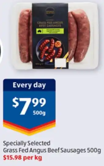ALDI Specially Selected Grass Fed Angus Beef Sausages 500g offer