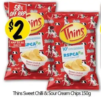 NQR Thins Sweet Chilli & Sour Cream Chips 150g offer
