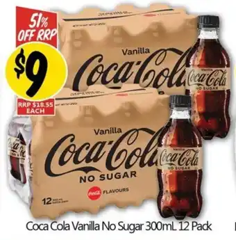 NQR Coca Cola Vanilla No Sugar 300mL 12 Pack offer