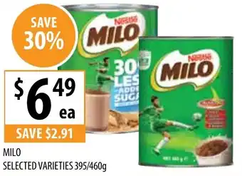 Supabarn MILO SELECTED VARIETIES 395/460g offer
