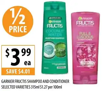Supabarn GARNIER FRUCTIS SHAMPOO AND CONDITIONER SELECTED VARIETIES 315ml offer