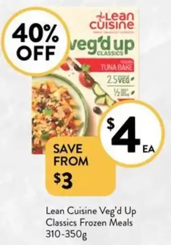 Foodworks Lean Cuisine Veg'd Up Classics Frozen Meals 310-350g offer